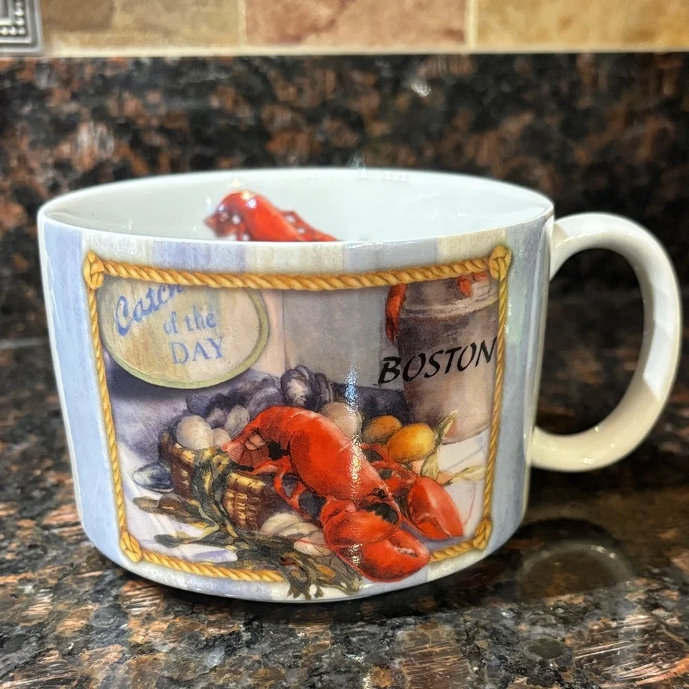 Soup Mug Cape Shore Catch of the Day Boston Oversized Coastal Ocean Nautical